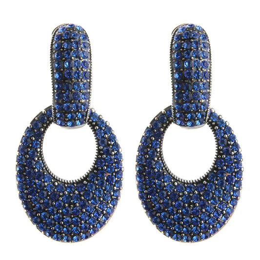 NeeFu WoFu goutte strass boucles d'oreilles cristal grande boucle d'oreille balancent ovale en alliage de Zinc grande longue Brinco oreille Oorbellen bijoux de mode