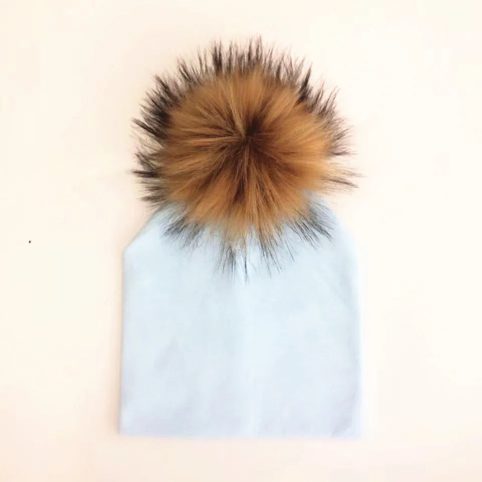Automne enfants infantile enfant en bas âge raton laveur fausse fourrure pompon chapeau casquette pour enfants bébé garçons fille coton nouveau-né accessoires chapeau bonnet