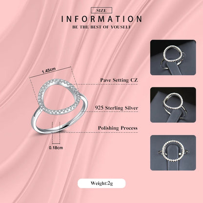 Bague en argent sterling 925 anneau blanc et rose en cercle brillant, zircon, cubique, solide