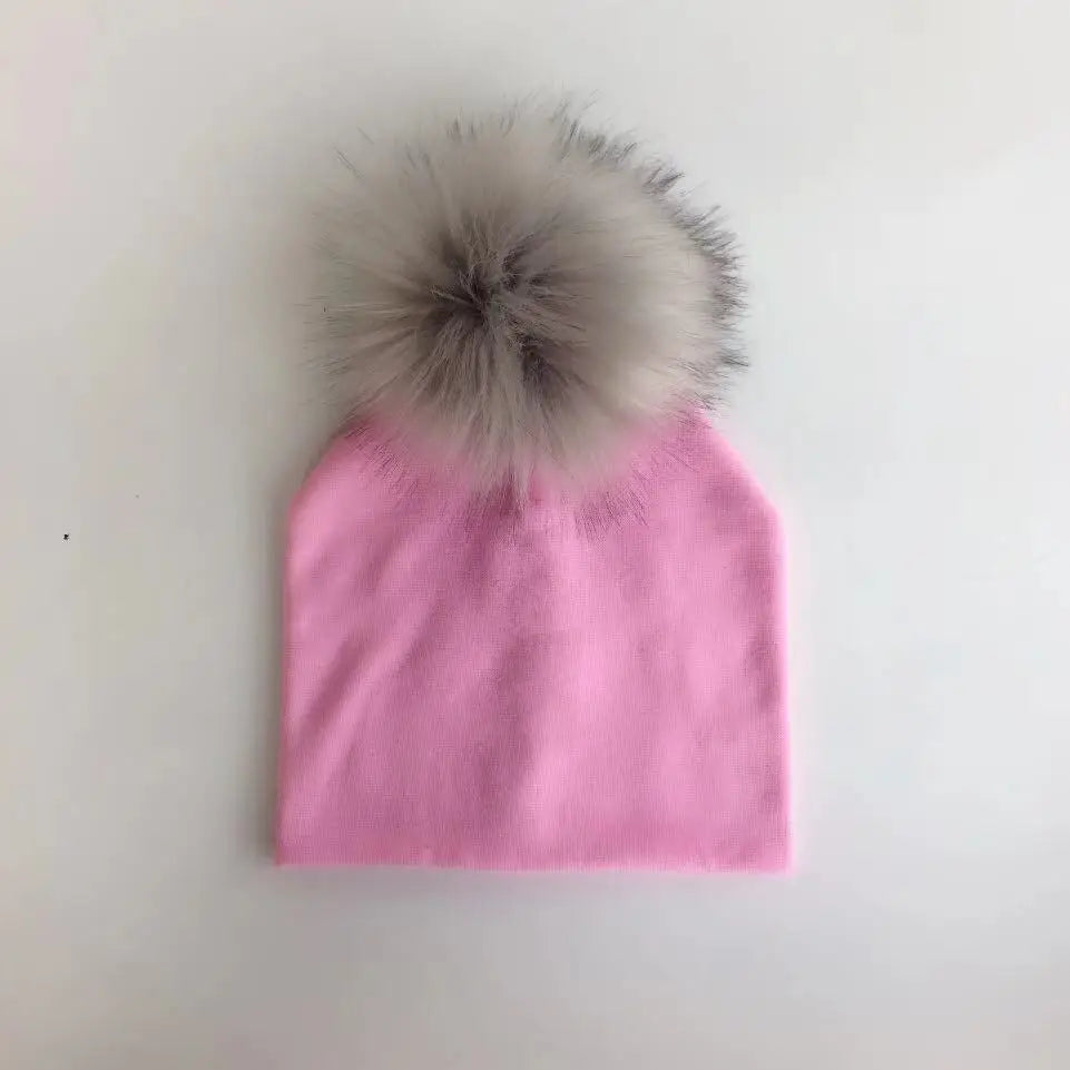 Automne enfants infantile enfant en bas âge raton laveur fausse fourrure pompon chapeau casquette pour enfants bébé garçons fille coton nouveau-né accessoires chapeau bonnet