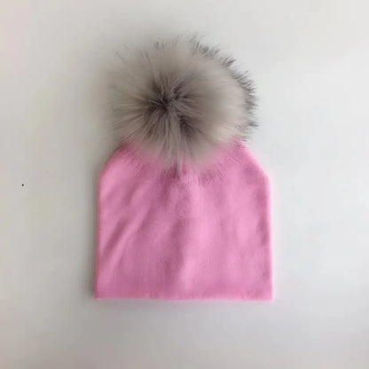Automne enfants infantile enfant en bas âge raton laveur fausse fourrure pompon chapeau casquette pour enfants bébé garçons fille coton nouveau-né accessoires chapeau bonnet