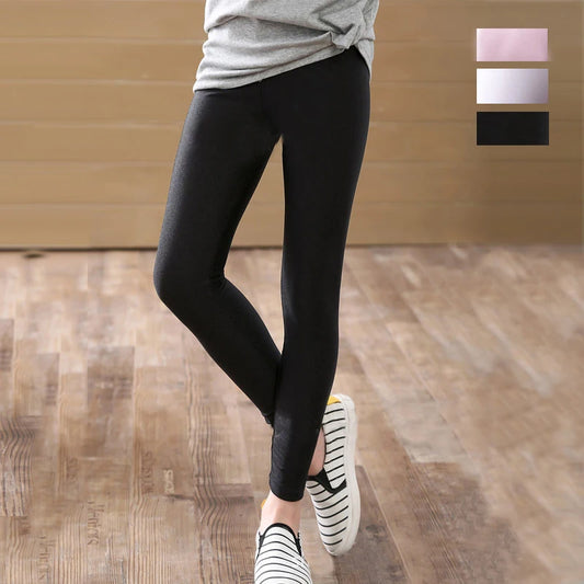 Pantalons longs slim pour filles de 2 à 14 ans, brillants, noirs, blancs, roses, bas pour enfants, Leggings élastiques assortis avec tout