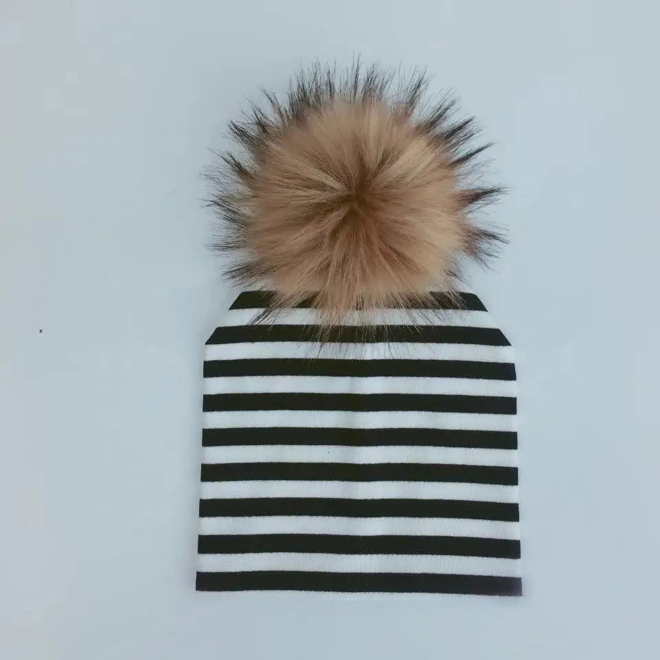 Automne enfants infantile enfant en bas âge raton laveur fausse fourrure pompon chapeau casquette pour enfants bébé garçons fille coton nouveau-né accessoires chapeau bonnet