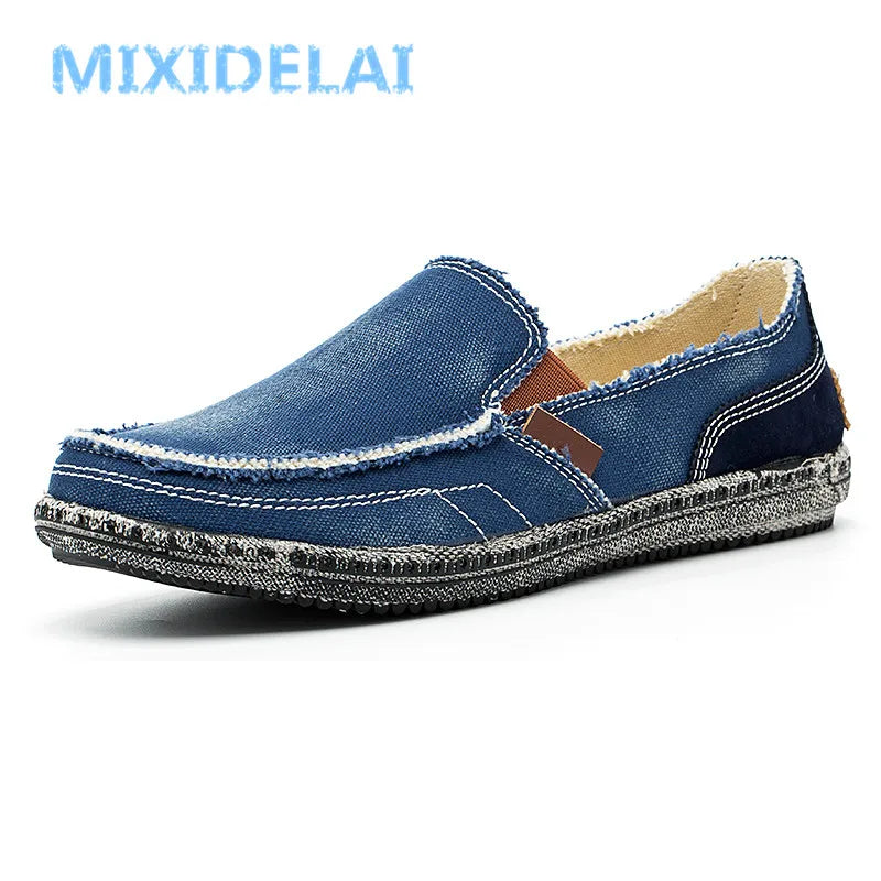 MIXIDELAI chaussures en toile classiques hommes 2025 chaussures paresseuses bleu gris vert toile mocassin hommes sans lacet mocassins lavé denim chaussures plates décontractées