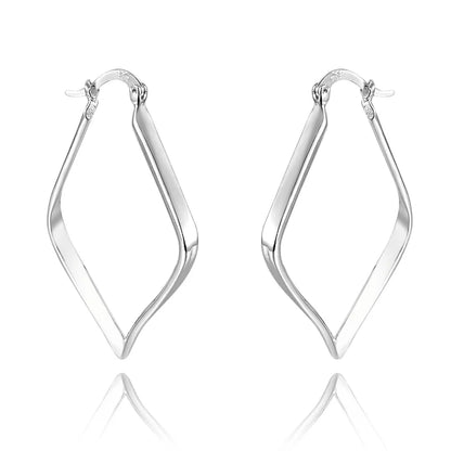 Boucles d'oreilles créoles géométriques simples en argent regardé 925 pour femmes, boucles d'oreilles cercle losange, bijoux de déclaration de mariage, mode