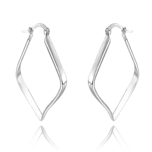 Boucles d'oreilles créoles géométriques simples en argent regardé 925 pour femmes, boucles d'oreilles cercle losange, bijoux de déclaration de mariage, mode