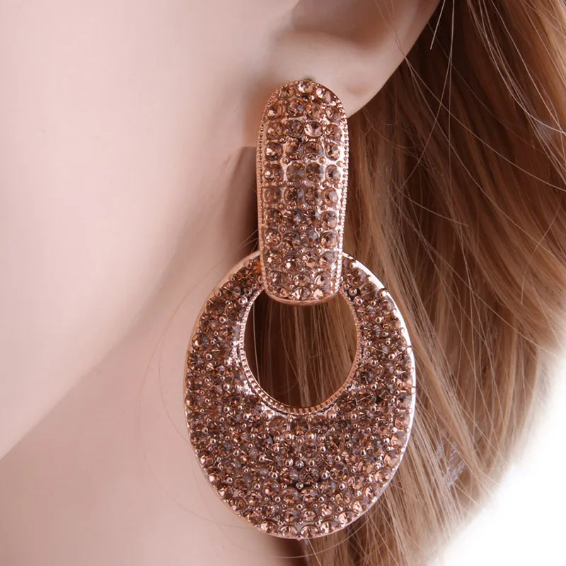 NeeFu WoFu goutte strass boucles d'oreilles cristal grande boucle d'oreille balancent ovale en alliage de Zinc grande longue Brinco oreille Oorbellen bijoux de mode