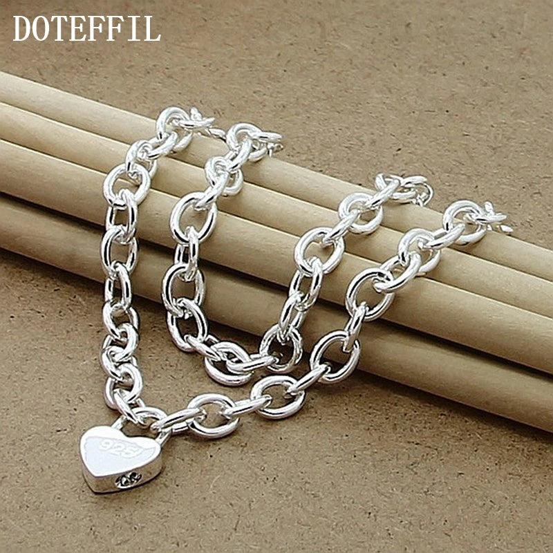 DOTEFFIL – collier avec pendentif en forme de cœur en argent Sterling 925, chaîne de 18 pouces pour femmes, bijoux de fiançailles et de mariage à la mode