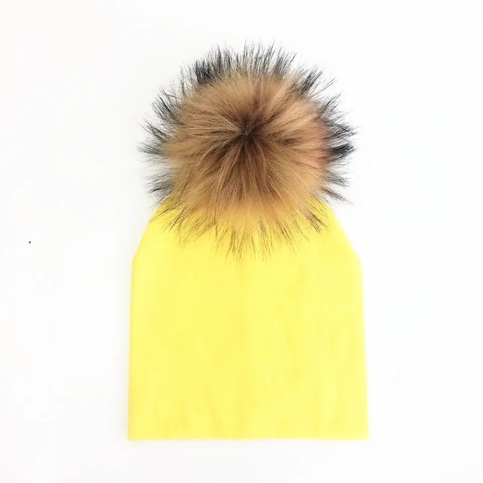 Automne enfants infantile enfant en bas âge raton laveur fausse fourrure pompon chapeau casquette pour enfants bébé garçons fille coton nouveau-né accessoires chapeau bonnet