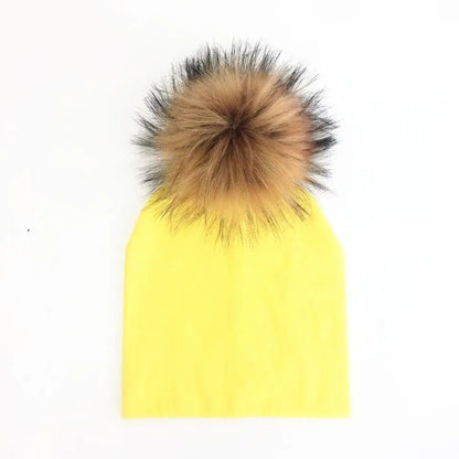 Automne enfants infantile enfant en bas âge raton laveur fausse fourrure pompon chapeau casquette pour enfants bébé garçons fille coton nouveau-né accessoires chapeau bonnet