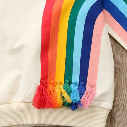 T-shirt à pampilles arc-en-ciel pour bébés filles, pull coloré, cardigan décontracté, chaud, vêtements en Y, tout neuf, 2020