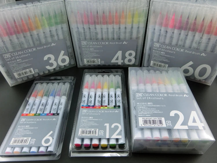 ZIG Kuretake Brosse Stylos Couleur Propre Brosse Réelle Ensemble RB-6000AT Japon