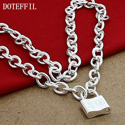 DOTEFFIL – colliers avec pendentif à serrure carrée en argent Sterling 925, chaîne de 18 pouces pour femmes amoureux, bijoux de fête de mariage