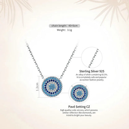 BAMOER-Collier mauvais œil bleu en argent regardé 925 authentique pour femme, pendentif porte-bonheur, colliers de la présidence, bijoux fantaisie, SCN099