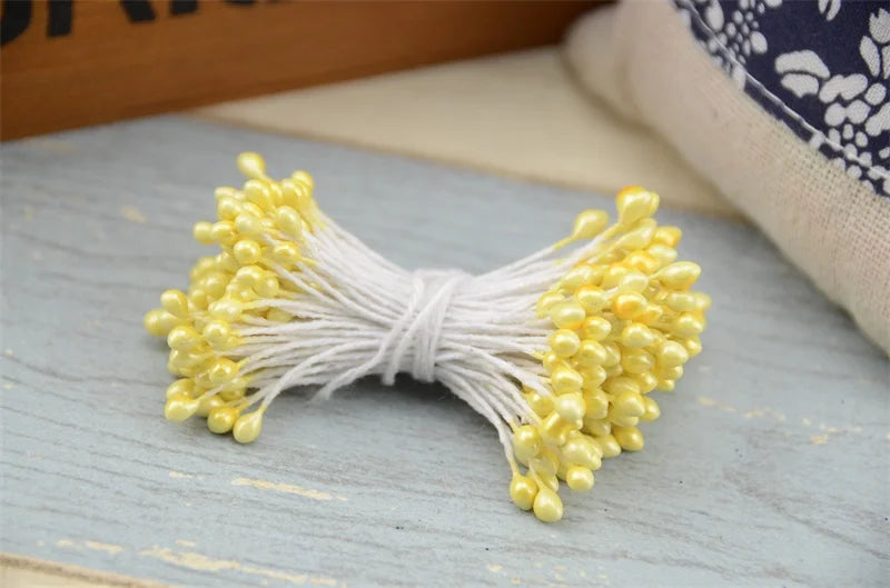 300 pièces fleur artificielle Double têtes étamine nacré artisanat cartes gâteaux décor Scrapbooking Floral pour la maison décor de fête de mariage