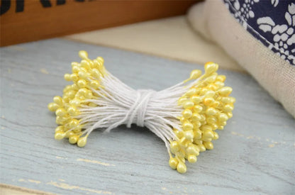300 pièces fleur artificielle Double têtes étamine nacré artisanat cartes gâteaux décor Scrapbooking Floral pour la maison décor de fête de mariage