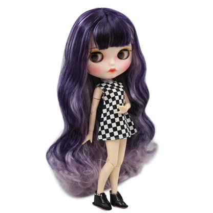 ICY DBS Blyth – poupée articulée 1/6, 30cm, peau blanche, mélange de violets, cheveux, visage mat, lèvres sculptées avec sourcils