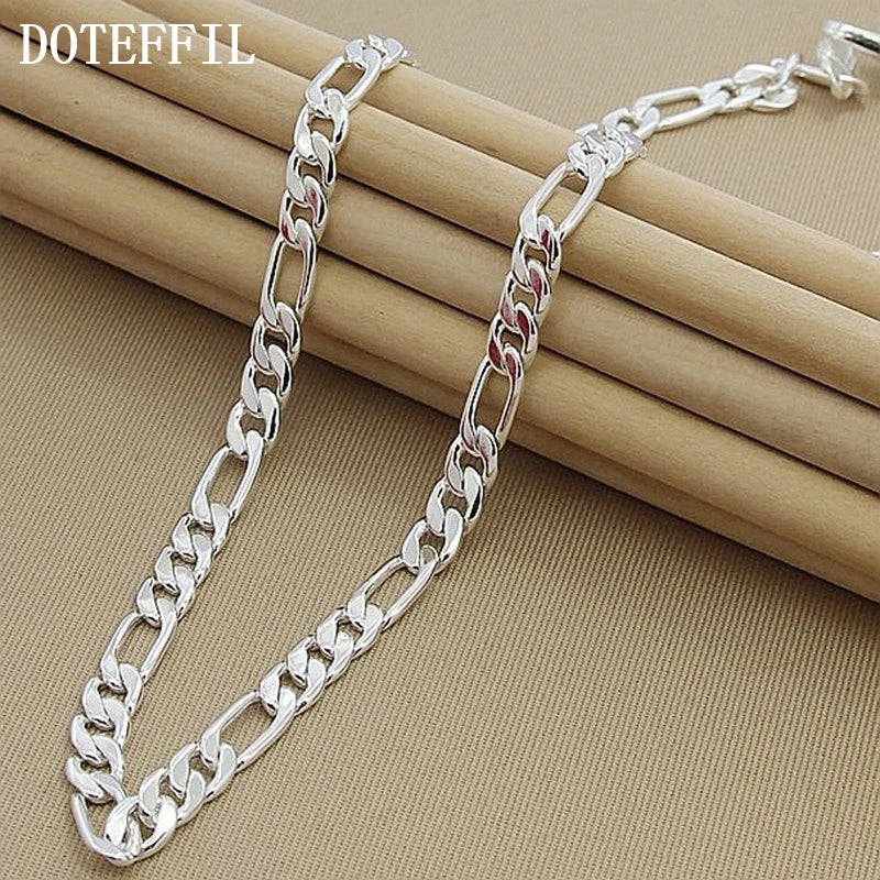 DOTEFFIL 925 argent Sterling 8mm chaîne latérale collier homme femme Senior luxe bijoux déclaration collier