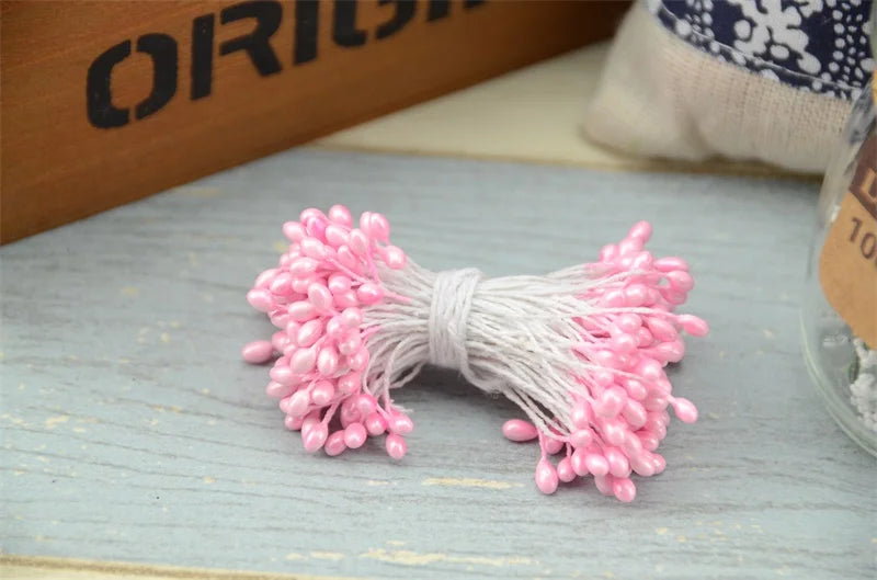 300 pièces fleur artificielle Double têtes étamine nacré artisanat cartes gâteaux décor Scrapbooking Floral pour la maison décor de fête de mariage