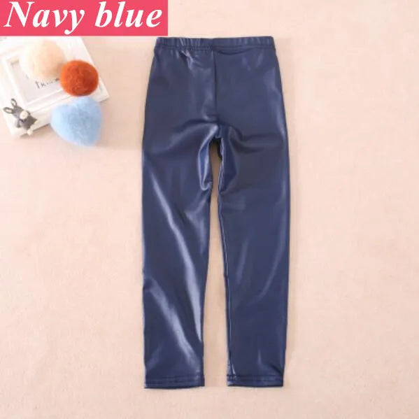 Faux cuir PU adolescents enfants enfants filles Leggings mince maigre mince Legging pour printemps automne