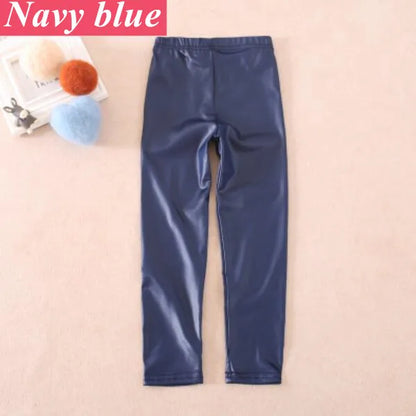 Faux cuir PU adolescents enfants enfants filles Leggings mince maigre mince Legging pour printemps automne