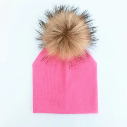 Automne enfants infantile enfant en bas âge raton laveur fausse fourrure pompon chapeau casquette pour enfants bébé garçons fille coton nouveau-né accessoires chapeau bonnet