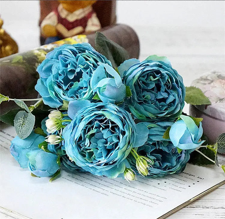 2018 soie Rose pivoine fleurs artificielles beau Bouquet de Flores pour la fête de Mariage décoration de la maison Mariage fausses fleurs A49B25