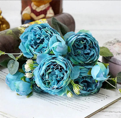 2018 soie Rose pivoine fleurs artificielles beau Bouquet de Flores pour la fête de Mariage décoration de la maison Mariage fausses fleurs A49B25