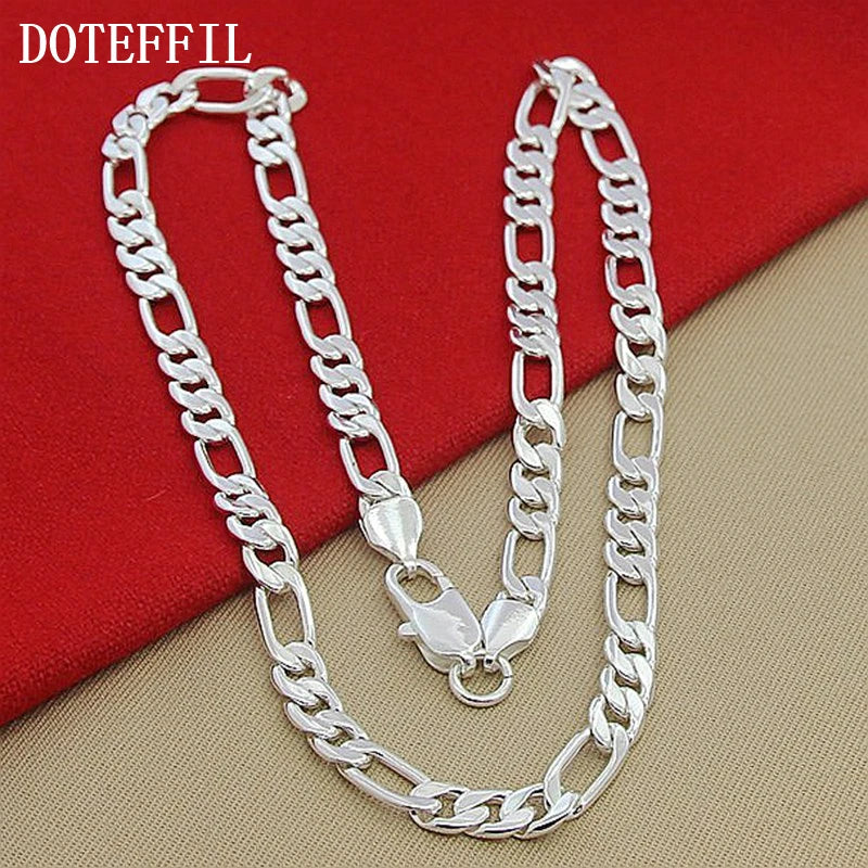 DOTEFFIL 925 argent Sterling 8mm chaîne latérale collier homme femme Senior luxe bijoux déclaration collier