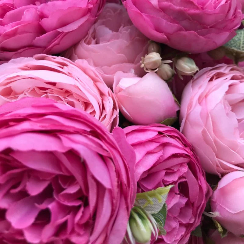 2018 soie Rose pivoine fleurs artificielles beau Bouquet de Flores pour la fête de Mariage décoration de la maison Mariage fausses fleurs A49B25