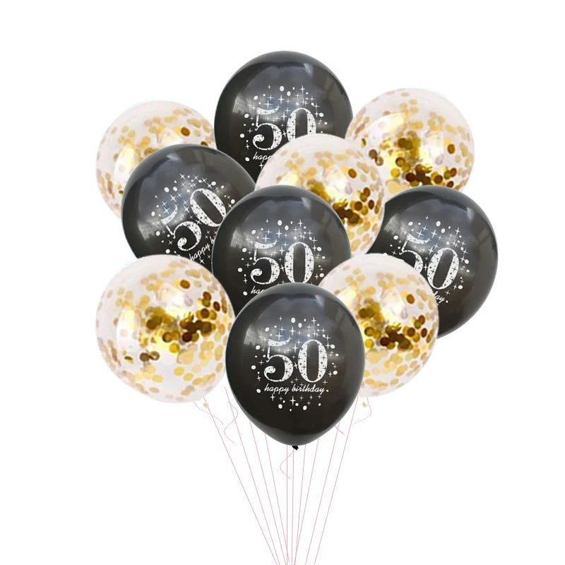 JOY-ENLIFE 10 pièces ballons confettis gonflables ballons en Latex de 12 pouces 30 40 50 60 ans fête d'anniversaire ballons à hélium en aluminium pour adultes