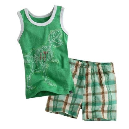 Ensemble de Vêtements 100% Coton pour Bébé Garçon de 2, 3, 4, 5, 6, 7 Ans, T-shirt et Pantalon en Forme de Crocodile Vert