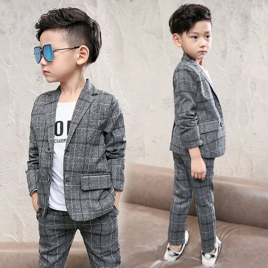 Robe d'uniforme scolaire pour garçons, olympiques d'anniversaire formels pour mariages, pantalons blazer, ensembles de vêtements pour enfants, fête de gentleman, 2 pièces, F64