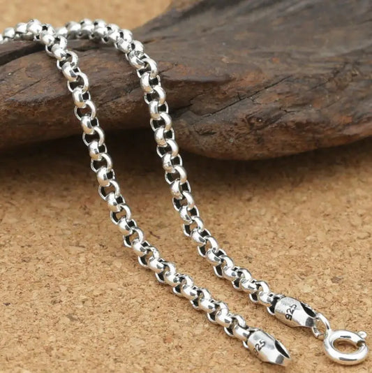Unibabe – chaîne à maillons toriques en argent pur de 3mm d'épaisseur, collier S925, chaîne de pull, bijoux en argent Sterling 925