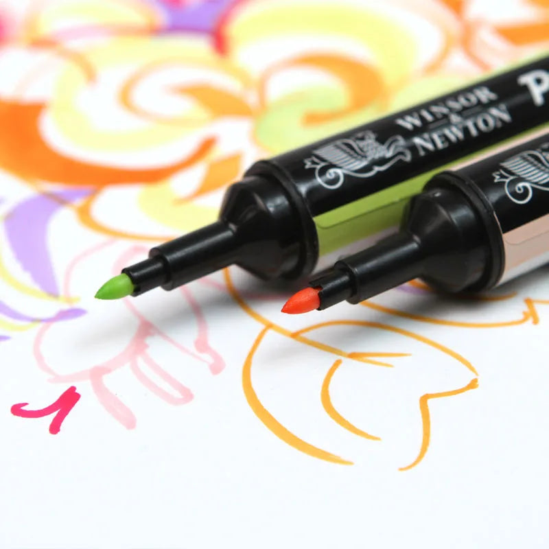 Winsor & Newton ProMarker Stylos marqueurs graphiques à double pointe Stylos de conception professionnelle Rouge et OrangeTone