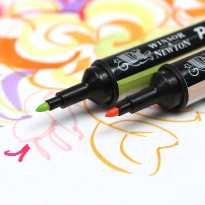 Winsor & Newton ProMarker Stylos marqueurs graphiques à double pointe Stylos de conception professionnelle Rouge et OrangeTone