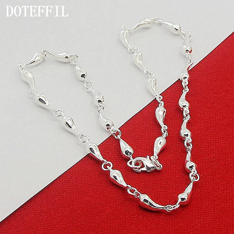 DOTEFFIL 925 en argent Sterling goutte d'eau pendentif collier pour femme 18 pouces chaîne bijoux de fiançailles de mariage