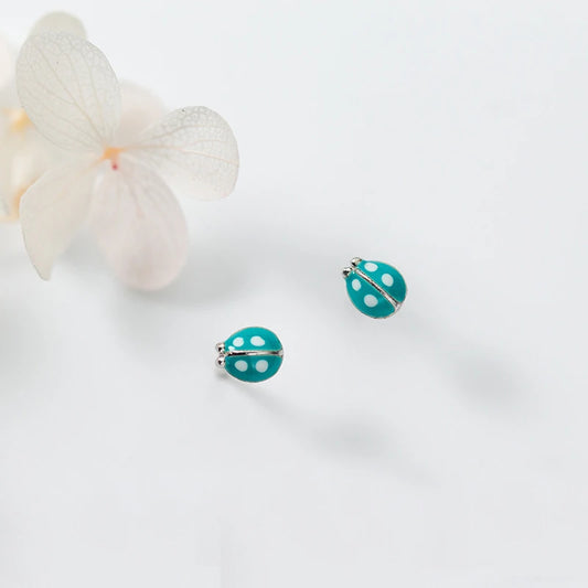 MloveAcc 925 en argent Sterling mignon coccinelle boucles d'oreilles mode femmes émail insecte boucles d'oreilles pour filles enfants