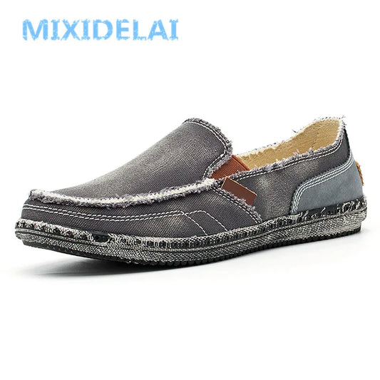 MIXIDELAI chaussures en toile classiques hommes 2025 chaussures paresseuses bleu gris vert toile mocassin hommes sans lacet mocassins lavé denim chaussures plates décontractées