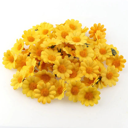 100 PC/lot 2.5 cm Mini marguerite fleur décorative fleurs artificielles en soie décoration de fête de mariage décor à la maison (sans tige) moins cher