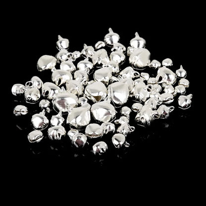 Cloches en fer pour perles argentées en vrac, 50 à 300 pièces/lot, fournitures de fête de Festival, décoration de noël, cadeau, accessoires artisanaux DIY