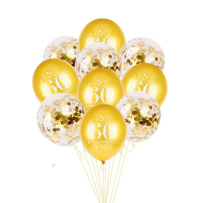 JOY-ENLIFE 10 pièces ballons confettis gonflables ballons en Latex de 12 pouces 30 40 50 60 ans fête d'anniversaire ballons à hélium en aluminium pour adultes