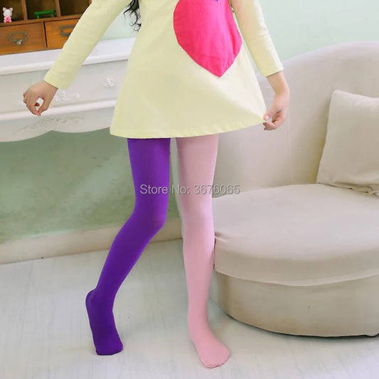 Collants couleur bonbon pour filles, collants en velours mignons, combinaison de couleurs contrastées, bas de danse chauds pour printemps/automne