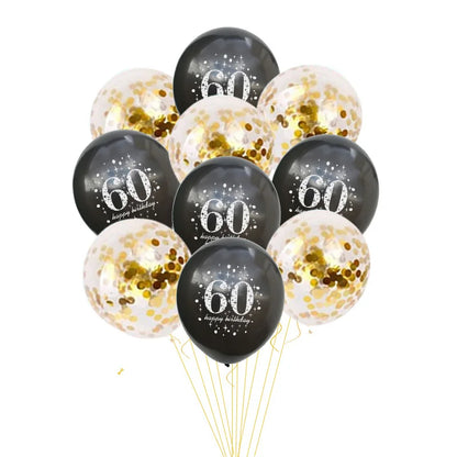 JOY-ENLIFE 10 pièces ballons confettis gonflables ballons en Latex de 12 pouces 30 40 50 60 ans fête d'anniversaire ballons à hélium en aluminium pour adultes