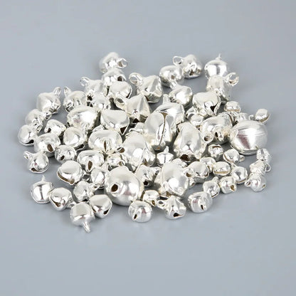 Cloches en fer pour perles argentées en vrac, 50 à 300 pièces/lot, fournitures de fête de Festival, décoration de noël, cadeau, accessoires artisanaux DIY