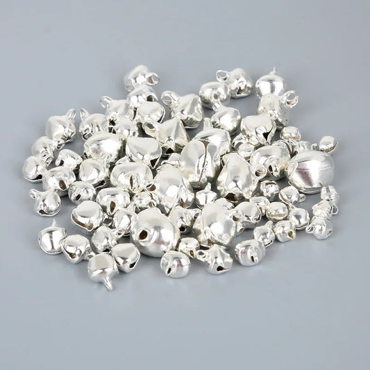 Cloches en fer pour perles argentées en vrac, 50 à 300 pièces/lot, fournitures de fête de Festival, décoration de noël, cadeau, accessoires artisanaux DIY