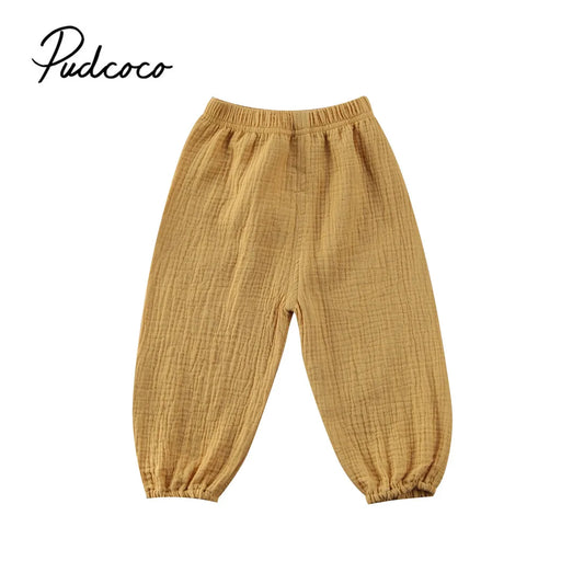 Pantalon Vintage en Coton Déformé pour Bébé Fille et Garçon, Vêtement de Couleur Unie, 6M-4T, Nouvelle Collection 2017