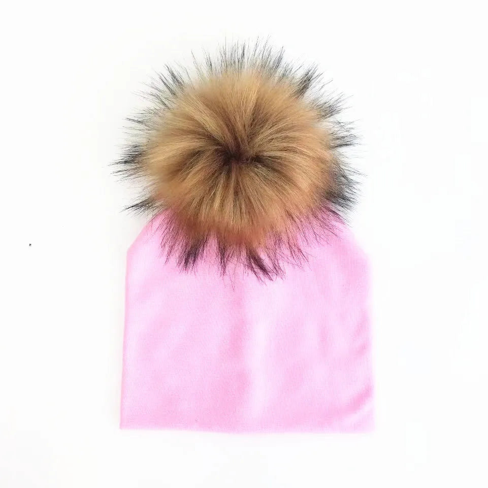 Automne enfants infantile enfant en bas âge raton laveur fausse fourrure pompon chapeau casquette pour enfants bébé garçons fille coton nouveau-né accessoires chapeau bonnet
