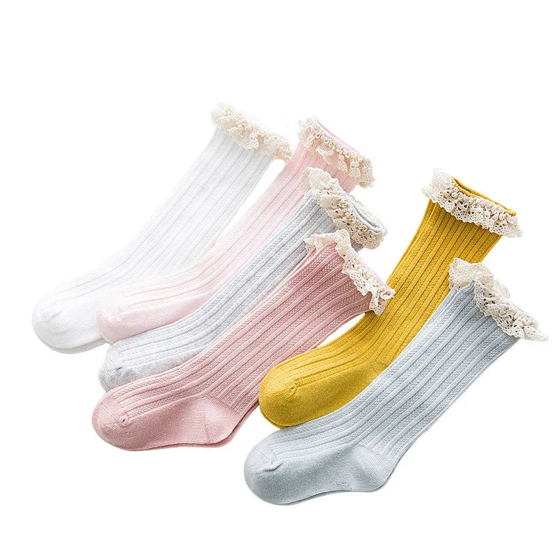 Chaussettes montantes en coton avec dentelle pour enfants, jambières à volants, trucs bon marché, princesse, enfants, filles, bébé, livraison gratuite