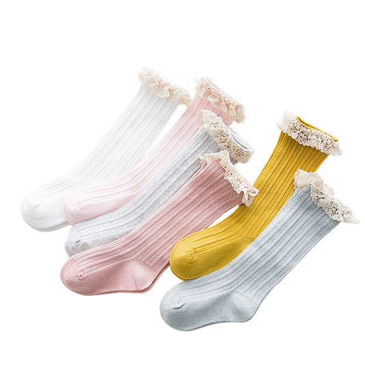Chaussettes montantes en coton avec dentelle pour enfants, jambières à volants, trucs bon marché, princesse, enfants, filles, bébé, livraison gratuite
